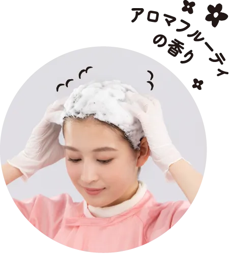 ホイップを髪全体にもみ込むイメージ画像